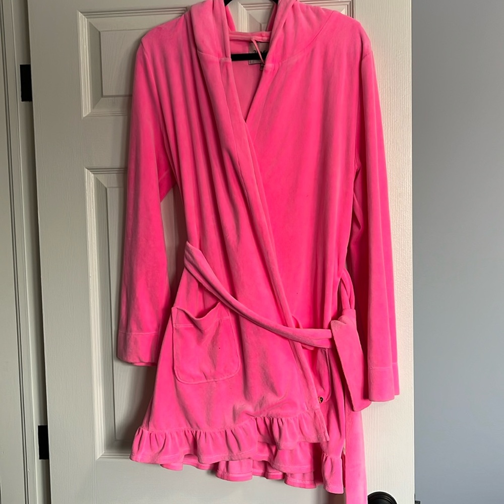 JUICY COUTURE Velvet Robe, Pink, Size M